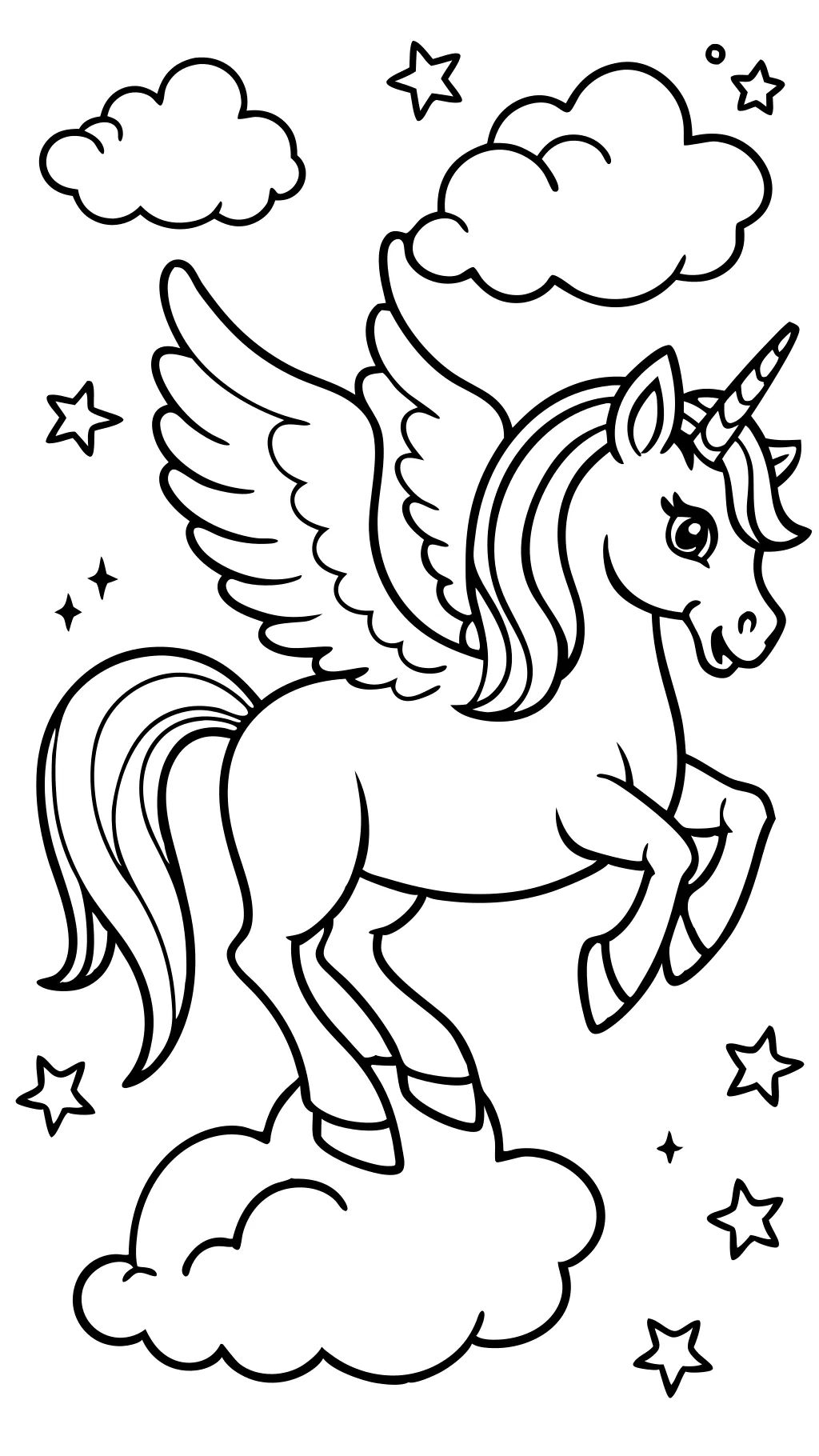 Página para colorear de Pegasus Unicornio